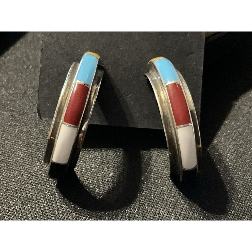 Vintage Sterling Signed Native Earrings W/ Great Patina